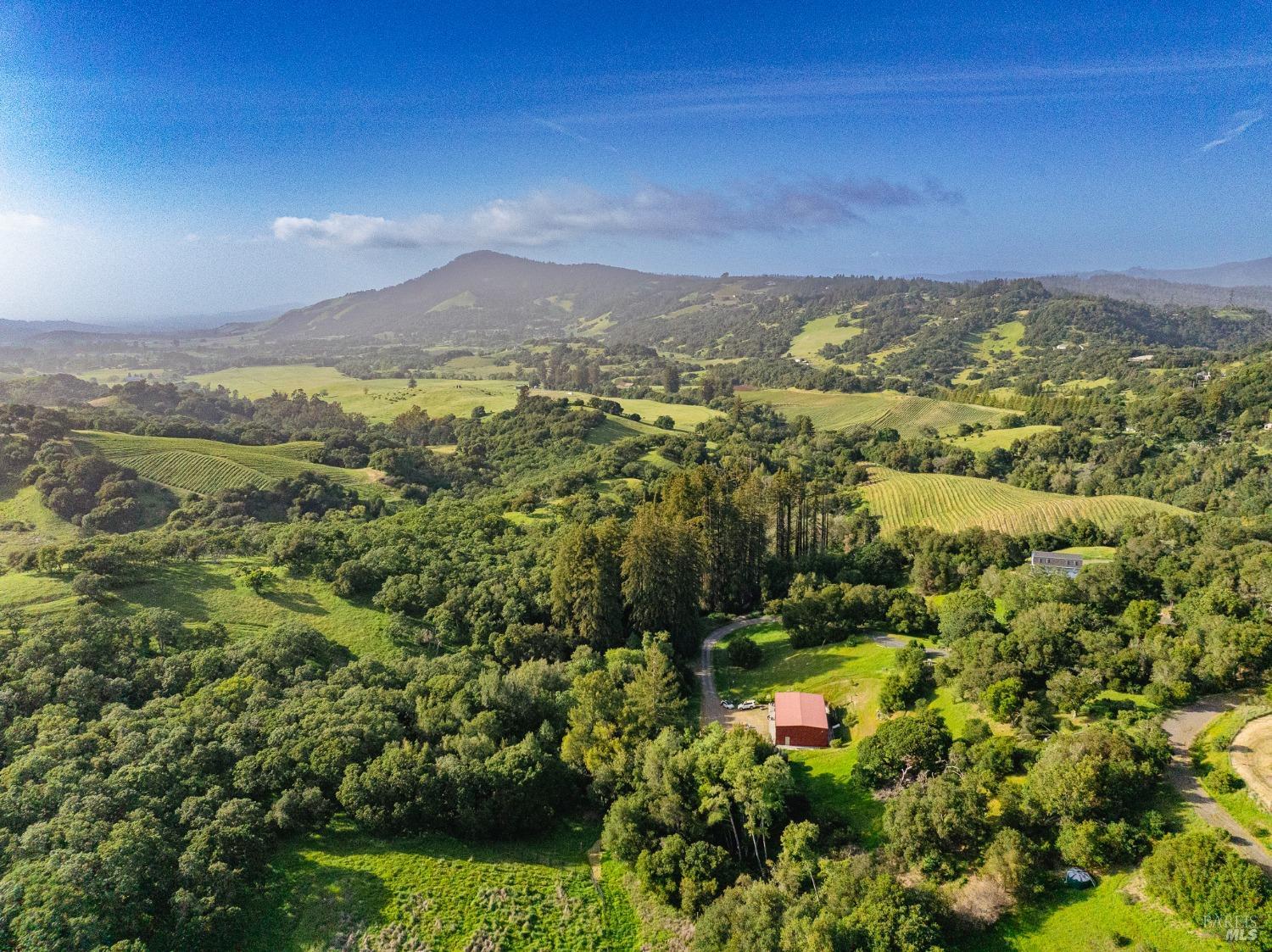 The ultimate blend of privacy, lifestyle, and potential in Bennett Valley at 3803 Matanzas Creek Lane, an exceptional 54 acre ranch estate zoned Diverse Agriculture (DA B6 20), opening up a wide variety of uses and opportunity for lot split. Just 15 minutes from Glen Ellen, Kenwood, and Bennett Valley Golf Course, this gated and private property offers serenity, security, and flexibility. Built in 2009, the custom 2,400 sq ft, 1 bedroom, 1 bath modern barndominium features soaring ceilings, radiant floor heating, and 5 x 14' roll up doors that seamlessly connect indoor and outdoor living. The chef's kitchen is equipped with a Wolf range, wine refrigerator, and premium finishes. Infrastructure includes a 20 GPM well, 15,000 gallons of water storage, underground power, and a 4 bedroom septic system ideal for future expansion. Traverse through redwood groves to ridgeline views and alongside Matanzas Creek. Whether you're envisioning a private estate, a working ranch, or a luxury retreat, this is a rare opportunity. Presently with the lowest price per acre among all 20-to-100-acre residential properties listed for sale in Santa Rosa, Sonoma County, this is more than a place to live it is a true legacy investment.
