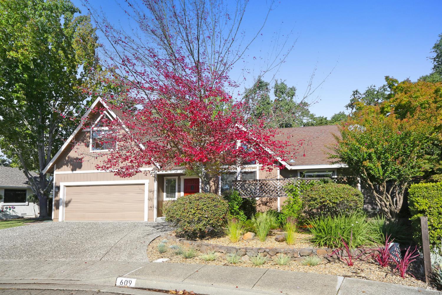 Nestled at the end of a quiet court, this beautiful home offers over 2,000 square feet of comfortable, updated living space on a large private lot in a convenient El Verano locationjust minutes from shopping, schools, and all that Sonoma Valley has to offer.  Step outside to your backyard oasis, where lush landscaping and a sparkling pool create the perfect setting for relaxation and entertaining. A charming pergola and generous patio area invite year-round outdoor living in complete privacy. The recently updated kitchen features custom cabinets, quartz countertops, a hammered copper farmhouse sink, KitchenAid appliances, and encaustic tile flooring. The first floor showcases hardwood floors and a tongue-and-groove cathedral wood ceiling that adds warmth and character.  The remodeled lower-level primary suite offers a luxurious retreat with a freestanding soaking tub, shower, and custom tile work. A bonus room on the main floor provides flexibility for a home office or optional fourth bedroom. Upstairs, are two spacious bedrooms with LVP flooring, and a remodeled bathroom with elegant tile finishes. With its blend of style, comfort, and thoughtful upgrades, this inviting home perfectly balances every functionality with resort-like livingready to enjoy from the moment you arrive.